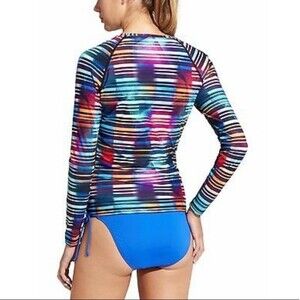 Athleta Laser Beam Rash Guard Swim Top Razzle Purple UPF 50+ XXS NWOT